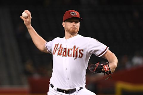 PHOENIX, AZ – JULY 05: Shelby Miller #26 of the Arizona Diamondbacks delivers a pitch in the first inning of the MLB game against the San Diego Padres at Chase Field on July 5, 2018 in Phoenix, Arizona. (Photo by Jennifer Stewart/Getty Images)