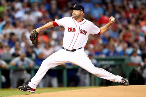 BOSTON, MA – JULY 18: Brian Johnson #61 of the Boston Red Sox pitches against the Toronto Blue Jays during the first inning at Fenway Park on July 18, 2017 in Boston, Massachusetts. (Photo by Maddie Meyer/Getty Images)