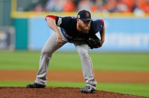 HOUSTON, TX – OCTOBER 06: Craig Kimbrel #46 of the Boston Red Sox stands on the pitcher’s mound in the eighth inning against the Houston Astros during game two of the American League Division Series at Minute Maid Park on October 6, 2017 in Houston, Texas. (Photo by Bob Levey/Getty Images)