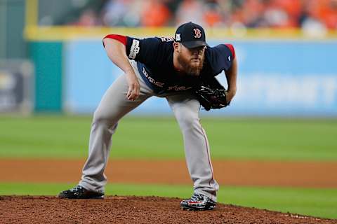 HOUSTON, TX – OCTOBER 06: Craig Kimbrel #46 of the Boston Red Sox stands on the pitcher’s mound in the eighth inning against the Houston Astros during game two of the American League Division Series at Minute Maid Park on October 6, 2017 in Houston, Texas. (Photo by Bob Levey/Getty Images)