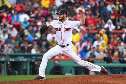 BOSTON, MA – OCTOBER 09: Chris Sale #41 of the Boston Red Sox throws a pitch in the fifth inning against the Houston Astros during game four of the American League Division Series at Fenway Park on October 9, 2017 in Boston, Massachusetts. (Photo by Maddie Meyer/Getty Images)