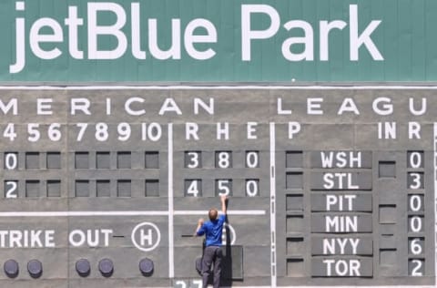 FORT MYERS, FL – MARCH 26: The scoreboard  (Photo by Leon Halip/Getty Images)