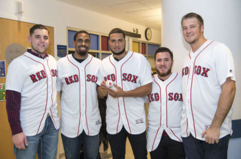 BOSTON, MA – JANUARY 16: Boston Red Sox Mike Shawaryn, Josh Ockimey, Williams Jerez, Eduaro Quiroz, and Ty Buttrey (Photo by Billie Weiss/Getty Images for Boston Children’s Hospital)