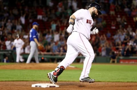 BOSTON, MA – SEPTEMBER 26: Sandy Leon #3 of the Boston Red Sox rounds the bases after hitting a home run against the Toronto Blue Jays during the eighth inning at Fenway Park on September 26, 2017 in Boston, Massachusetts. (Photo by Maddie Meyer/Getty Images)