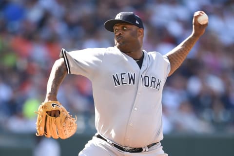 BALTIMORE, MD – JULY 09: CC Sabathia #52 of the New York Yankees pitches in the third inning during a game one of a doubleheader baseball game against the Baltimore Orioles at Oriole Park at Camden Yards on July 9, 2018 in Baltimore, Maryland. (Photo by Mitchell Layton/Getty Images)