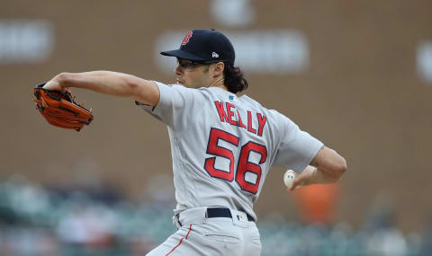 DETROIT, MI – JULY 22: Joe Kelly #56 of the Boston Red Sox pitches during the eight inning of the game against the Detroit Tigers at Comerica Park on July 22, 2018 in Detroit, Michigan. Boston defeated Detroit 9-1. (Photo by Leon Halip/Getty Images)