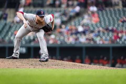 BALTIMORE, MD – AUGUST 12: Craig Kimbrel #46 of the Boston Red Sox pitches against the Baltimore Orioles during the ninth inning at Oriole Park at Camden Yards on August 12, 2018 in Baltimore, Maryland. (Photo by Scott Taetsch/Getty Images)