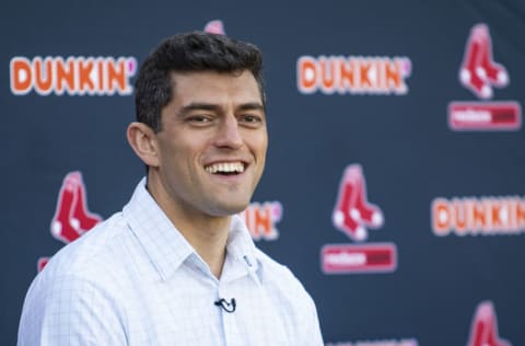 BOSTON, MA - NOVEMBER 10: Boston Red Sox Chief Baseball Officer Chaim Bloom speaks during a press conference introducing Alex Cora as the manager of the Boston Red Sox on November 10, 2020 at Fenway Park in Boston, Massachusetts. (Photo by Billie Weiss/Boston Red Sox/Getty Images)