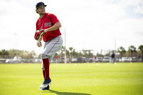 FT. MYERS, FL – FEBRUARY 28: Thad Ward #97 of the Boston Red Sox throws during a spring training team workout at jetBlue Park at Fenway South on February 28, 2021 in Fort Myers, Florida. (Photo by Billie Weiss/Boston Red Sox/Getty Images)