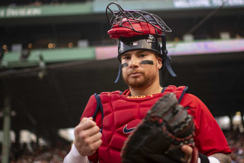 BOSTON, MA – JULY 26: Christian Vazquez #7 of the Boston Red Sox looks on before a game against the Toronto Blue Jays on July 26, 2021 at Fenway Park in Boston, Massachusetts. (Photo by Billie Weiss/Boston Red Sox/Getty Images)