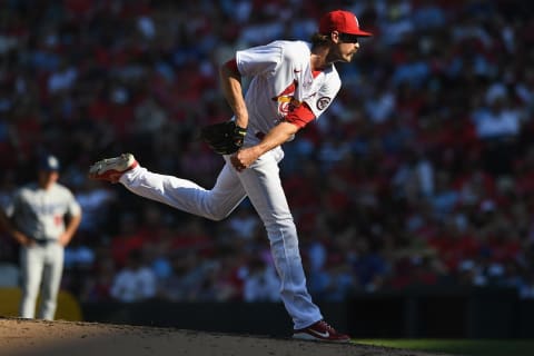 ST. LOUIS, MO – SEPTEMBER 6: Relief pitcher Andrew Miller #21 of the St. Louis Cardinals pitches in the sixth inning against the Los Angeles Dodgers at Busch Stadium on September 6, 2019 in St. Louis, Missouri. (Photo by Michael B. Thomas /Getty Images)