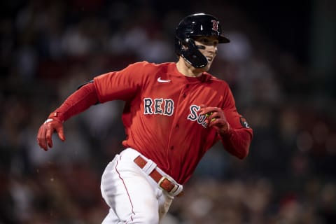 BOSTON, MA – MAY 6: Jarren Duran #40 of the Boston Red Sox runs after hitting triple during the eighth inning of a game against the Chicago White Sox on May 6, 2022 at Fenway Park in Boston, Massachusetts. (Photo by Maddie Malhotra/Boston Red Sox/Getty Images)