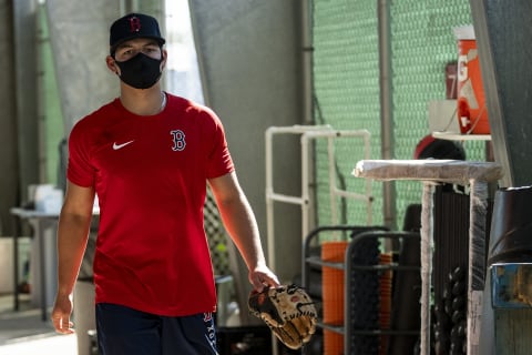 FT. MYERS, FL – FEBRUARY 25: Nick Yorke #80 of the Boston Red Sox looks on during a spring training team workout on February 25, 2021 at jetBlue Park at Fenway South in Fort Myers, Florida. (Photo by Billie Weiss/Boston Red Sox/Getty Images)