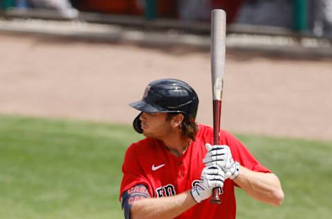 FORT MYERS, FLORIDA - MARCH 14: Triston Casas #94 of the Boston Red Sox at bat against the Minnesota Twins during a Grapefruit League spring training game at Hammond Stadium on March 14, 2021 in Fort Myers, Florida. (Photo by Michael Reaves/Getty Images)