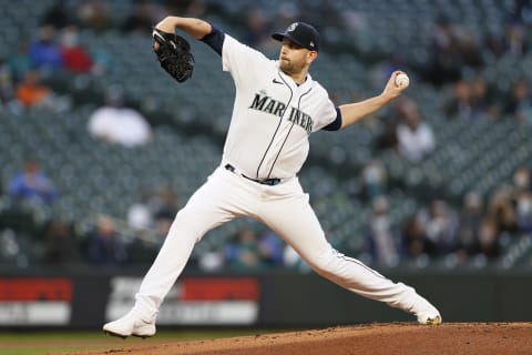 SEATTLE, WASHINGTON – APRIL 06: James Paxton #44 of the Seattle Mariners pitches in the first inning against the Chicago White Sox at T-Mobile Park on April 06, 2021 in Seattle, Washington. (Photo by Steph Chambers/Getty Images)