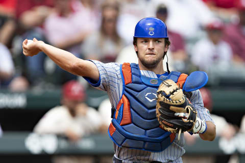 FAYETTEVILLE, ARKANSAS – MAY 22: Nathan HIckey #11 of the Florida Gators throws out a runner at first base during a game against the Arkansas Razorbacks at Baum-Walker Stadium at George Cole Field on May 22, 2021 in Fayetteville, Arkansas. The Razorbacks defeated the Gators to sweep the series 9-2. (Photo by Wesley Hitt/Getty Images)