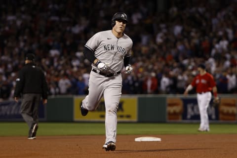 BOSTON, MA – OCTOBER 6: Anthony Rizzo #48 of the New York Yankees rounds the bases after his home run against the Boston Red Sox during the AL Wild Card playoff game at Fenway Park on October 6, 2021 in Boston, Massachusetts. (Photo By Winslow Townson/Getty Images)