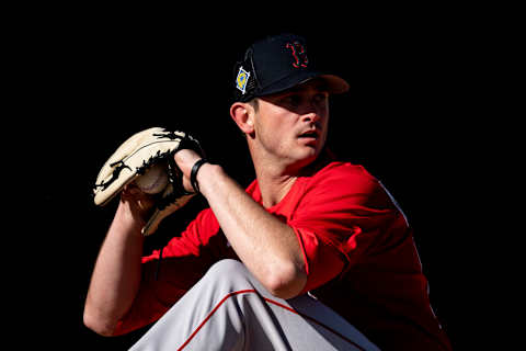 FT. MYERS, FL – MARCH 13: Garrett Whitlock #72 of the Boston Red Sox throws during a spring training team workout on March 13, 2022 at jetBlue Park at Fenway South in Fort Myers, Florida. (Photo by Billie Weiss/Boston Red Sox/Getty Images)