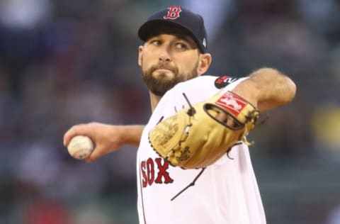 BOSTON, MA – MAY 03: Michael Wacha #52 of the Boston Red Sox pitches in the second inning of a game against the Los Angeles Angels at Fenway Park on May 3, 2022 in Boston, Massachusetts. (Photo by Adam Glanzman/Getty Images)