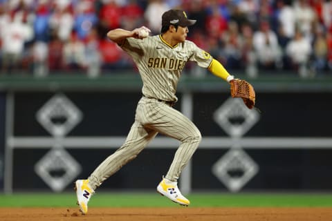 Ha-Seong Kim #7 of the San Diego Padres (Photo by Elsa/Getty Images)