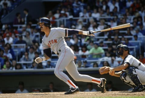 NEW YORK – CIRCA 1990: Dwight Evans #24 of the Boston Reds Sox bats against the New York Yankees during an Major League Baseball game circa 1990 at Yankee Stadium in the Bronx borough of New York City. Evans Played played for the Red Sox from 1972-90. (Photo by Focus on Sport/Getty Images)