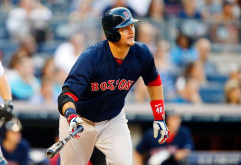 NEW YORK, NY – JUNE 27: A.J. Pierzynski #40 of the Boston Red Sox in action against the New York Yankees at Yankee Stadium on June 27, 2014 in the Bronx borough of New York City. The Yankees defeated the Red Sox 6-0. (Photo by Jim McIsaac/Getty Images)