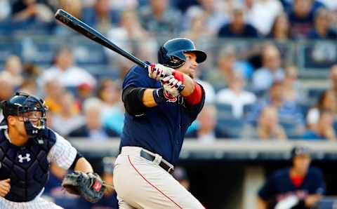 NEW YORK, NY – JUNE 27: A.J. Pierzynski #40 of the Boston Red Sox in action against the New York Yankees at Yankee Stadium on June 27, 2014 in the Bronx borough of New York City. The Yankees defeated the Red Sox 6-0. (Photo by Jim McIsaac/Getty Images)