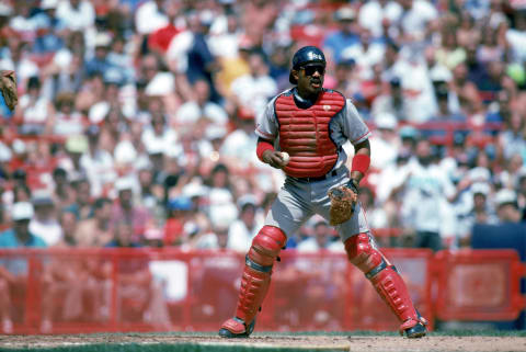 1993: Tony Pena #6 of the Boston Red Sox plays during a regular season game in 1993. (Photo By Bernstein Associates/Getty Images)