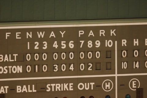 BOSTON – SEPTEMBER 1: Detail view of the scoreboard after Clay Buchholz #61 of the Boston Red Sox pitched a no-hitter against the Baltimore Orioles on September 1, 2007 at Fenway Park in Boston, Massachusetts. The Red Sox defeated the Orioles 10-0. (Photo by Steve Babineau/SA/Getty Images)