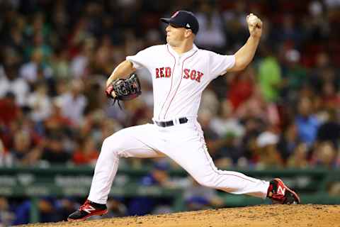 BOSTON, MA – SEPTEMBER 13: Bobby Poyner #66 of the Boston Red Sox pitches the eighth inning against the Toronto Blue Jays at Fenway Park on September 13, 2018 in Boston, Massachusetts.(Photo by Maddie Meyer/Getty Images)