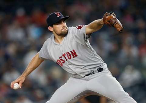 NEW YORK, NY – SEPTEMBER 18: Nathan Eovaldi #17 of the Boston Red Sox pitches during the first inning against the New York Yankees at Yankee Stadium on September 18, 2018, in the Bronx borough of New York City. (Photo by Jim McIsaac/Getty Images)