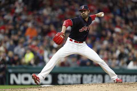 CLEVELAND, OH – SEPTEMBER 22: Andrew Miller #24 of the Cleveland Indians pitches against the Boston Red Sox in the seventh inning at Progressive Field on September 22, 2018 in Cleveland, Ohio. The Indians defeated the Red Sox 5-4 in 11 innings. (Photo by David Maxwell/Getty Images)