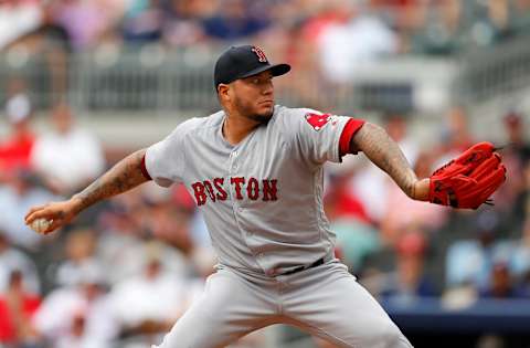 ATLANTA, GA – SEPTEMBER 05: Hector Velazquez #76 of the Boston Red Sox pitches in the second inning against the Atlanta Braves at SunTrust Park on September 5, 2018 in Atlanta, Georgia. (Photo by Kevin C. Cox/Getty Images)