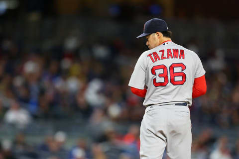 NEW YORK, NY – SEPTEMBER 29: Junichi Tazawa #36 of the Boston Red Sox pitches in the seventh inning against theh New York Yankees at Yankee Stadium on September 29, 2016 in the Bronx borough of New York City. (Photo by Mike Stobe/Getty Images)