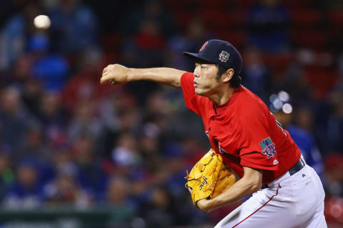 BOSTON, MA – SEPTEMBER 30: Koji Uehara #19 of the Boston Red Sox pitches against the Toronto Blue Jays during the eighth inning at Fenway Park on September 30, 2016 in Boston, Massachusetts. (Photo by Maddie Meyer/Getty Images)