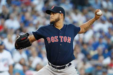 LOS ANGELES, CA – OCTOBER 27: Pitcher Eduardo Rodriguez #57 of the Boston Red Sox pitches in the first inning of Game Four of the 2018 World Series against the Los Angeles Dodgers at Dodger Stadium on October 27, 2018 in Los Angeles, California. (Photo by Sean M. Haffey/Getty Images)