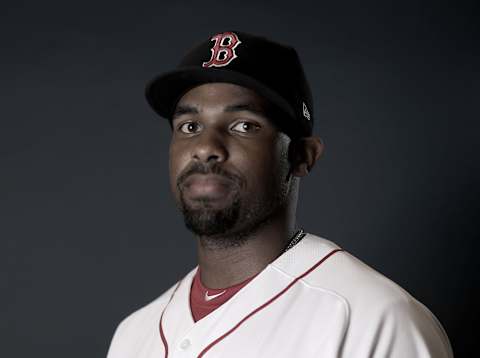 FORT MYERS, FLORIDA – FEBRUARY 19: (EDITOR’S NOTE:SATURATION WAS REMOVED FROM THIS IMAGE) Josh Ockimey #85 of the Boston Red Sox poses for a portrait during Boston Red Sox Photo Day at JetBlue Park at Fenway South on February 19, 2019 in Fort Myers, Florida. (Photo by Elsa/Getty Images)