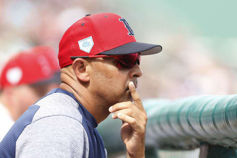 FORT MYERS, FLORIDA – FEBRUARY 27: Alex Cora #20 of the Boston Red Sox looks on against the Baltimore Orioles during the Grapefruit League spring training game at JetBlue Park at Fenway South on February 27, 2019 in Fort Myers, Florida. (Photo by Michael Reaves/Getty Images)