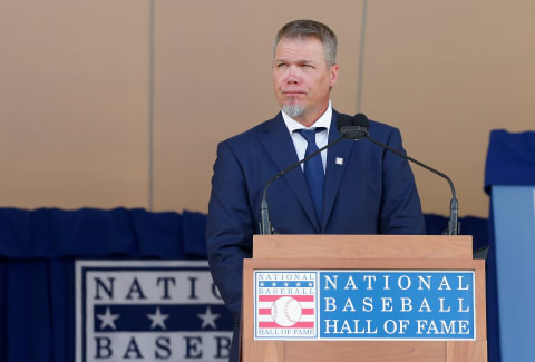 COOPERSTOWN, NY – JULY 29: Chipper Jones gives his induction speech at Clark Sports Center during the Baseball Hall of Fame induction ceremony on July 29, 2018 in Cooperstown, New York. (Photo by Jim McIsaac/Getty Images)