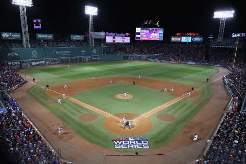 BOSTON, MA – OCTOBER 24: A general view as Matt Kemp #27 of the Los Angeles Dodgers bats against David Price #24 of the Boston Red Sox during the fourth inning in Game Two of the 2018 World Series at Fenway Park on October 24, 2018 in Boston, Massachusetts. (Photo by Al Bello/Getty Images)