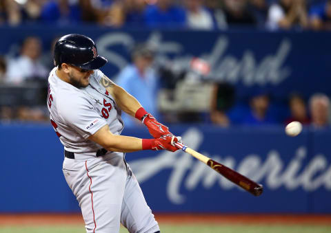 TORONTO, ON – JULY 04: Michael Chavis #23 of the Boston Red Sox hits a 3 run home run in the sixth inning during a MLB game against the Toronto Blue Jays at Rogers Centre on July 04, 2019 in Toronto, Canada. (Photo by Vaughn Ridley/Getty Images)