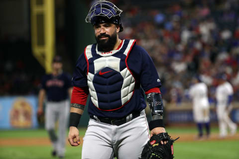 ARLINGTON, TEXAS – SEPTEMBER 25: Sandy Leon #3 of the Boston Red Sox at Globe Life Park in Arlington on September 25, 2019 in Arlington, Texas. (Photo by Ronald Martinez/Getty Images)