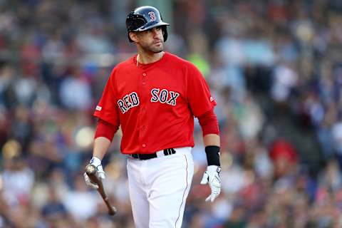 BOSTON, MASSACHUSETTS – SEPTEMBER 29: J.D. Martinez #28 of the Boston Red Sox looks on during the sixth inning against the Baltimore Orioles at Fenway Park on September 29, 2019 in Boston, Massachusetts. (Photo by Maddie Meyer/Getty Images)