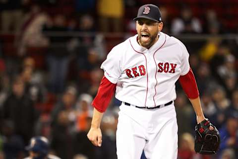 BOSTON, MA – JUNE 13: Matt Barnes #32 of the Boston Red Sox reacts after making the third out in the eighth inning of a game against the Texas Rangers at Fenway Park on June 13, 2019 in Boston, Massachusetts. (Photo by Adam Glanzman/Getty Images)