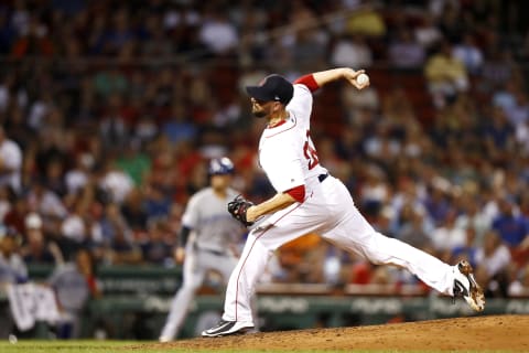 BOSTON, MASSACHUSETTS – JULY 17: Relief pitcher Matt Barnes #32 of the Boston Red Sox pitches at the top of the seventh inning of the game against the Toronto Blue Jays at Fenway Park on July 17, 2019 in Boston, Massachusetts. (Photo by Omar Rawlings/Getty Images)