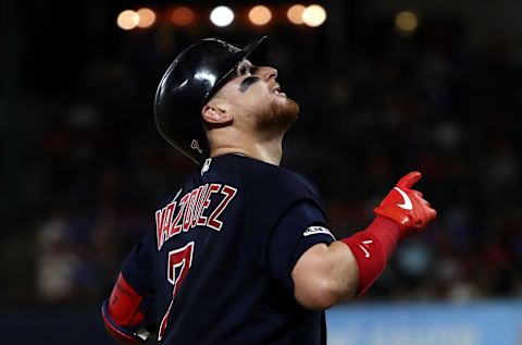 ARLINGTON, TEXAS – SEPTEMBER 25: Christian Vazquez #7 of the Boston Red Sox runs the bases after hitting a two-run homerun in the second inning against the Texas Rangers at Globe Life Park in Arlington on September 25, 2019 in Arlington, Texas. (Photo by Ronald Martinez/Getty Images)