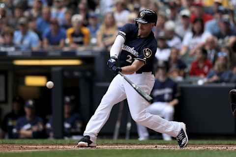 MILWAUKEE, WISCONSIN – JUNE 22: Travis Shaw #21 of the Milwaukee Brewers grounds into a fielder’s choice in the first inning against the Cincinnati Reds at Miller Park on June 22, 2019 in Milwaukee, Wisconsin. (Photo by Dylan Buell/Getty Images)