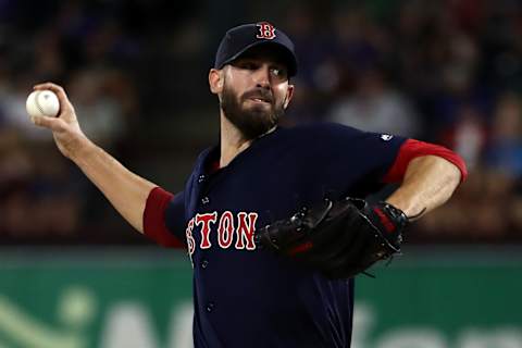 ARLINGTON, TEXAS – SEPTEMBER 25: Rick Porcello #22 of the Boston Red Sox at Globe Life Park in Arlington on September 25, 2019 in Arlington, Texas. (Photo by Ronald Martinez/Getty Images)