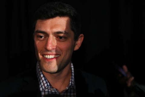 BOSTON, MASSACHUSETTS – JANUARY 15: Red Sox Chief Baseball Officer Chaim Bloom talks with the media following a press conference addressing the departure of Alex Cora as manager of the Boston Red Sox at Fenway Park on January 15, 2020 in Boston, Massachusetts. A MLB investigation concluded that Cora was involved in the Houston Astros sign stealing operation in 2017 while he was the bench coach. (Photo by Maddie Meyer/Getty Images)