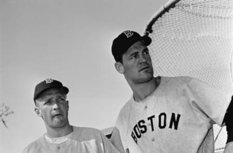 Walt Dropo (right) of American baseball team the Boston Red Sox, in Sarasota, Florida, 8th March 1949. (Photo by Michael Ochs Archives/Getty Images)